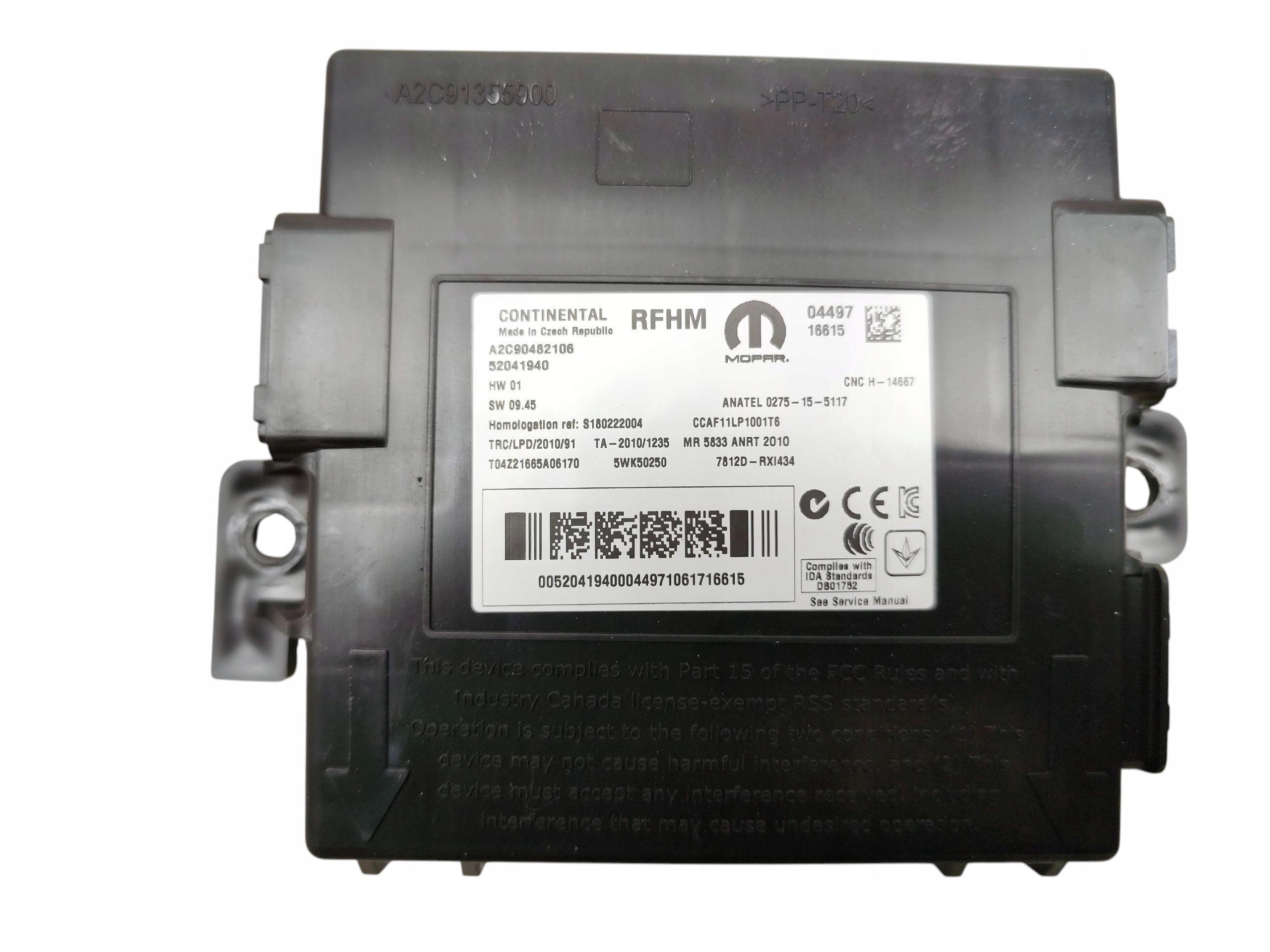 modulo pressione pneumatici, gomme JEEP RENEGADE (2014-2018) 52041940 A2C90482106