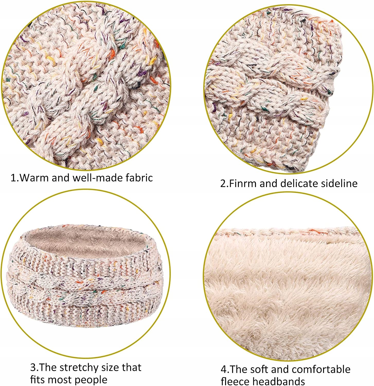 CIEPŁA ZIMOWA OPASKA NA GŁOWĘ DZIANINOWA 2 SZTUKI Model KOLOROWE