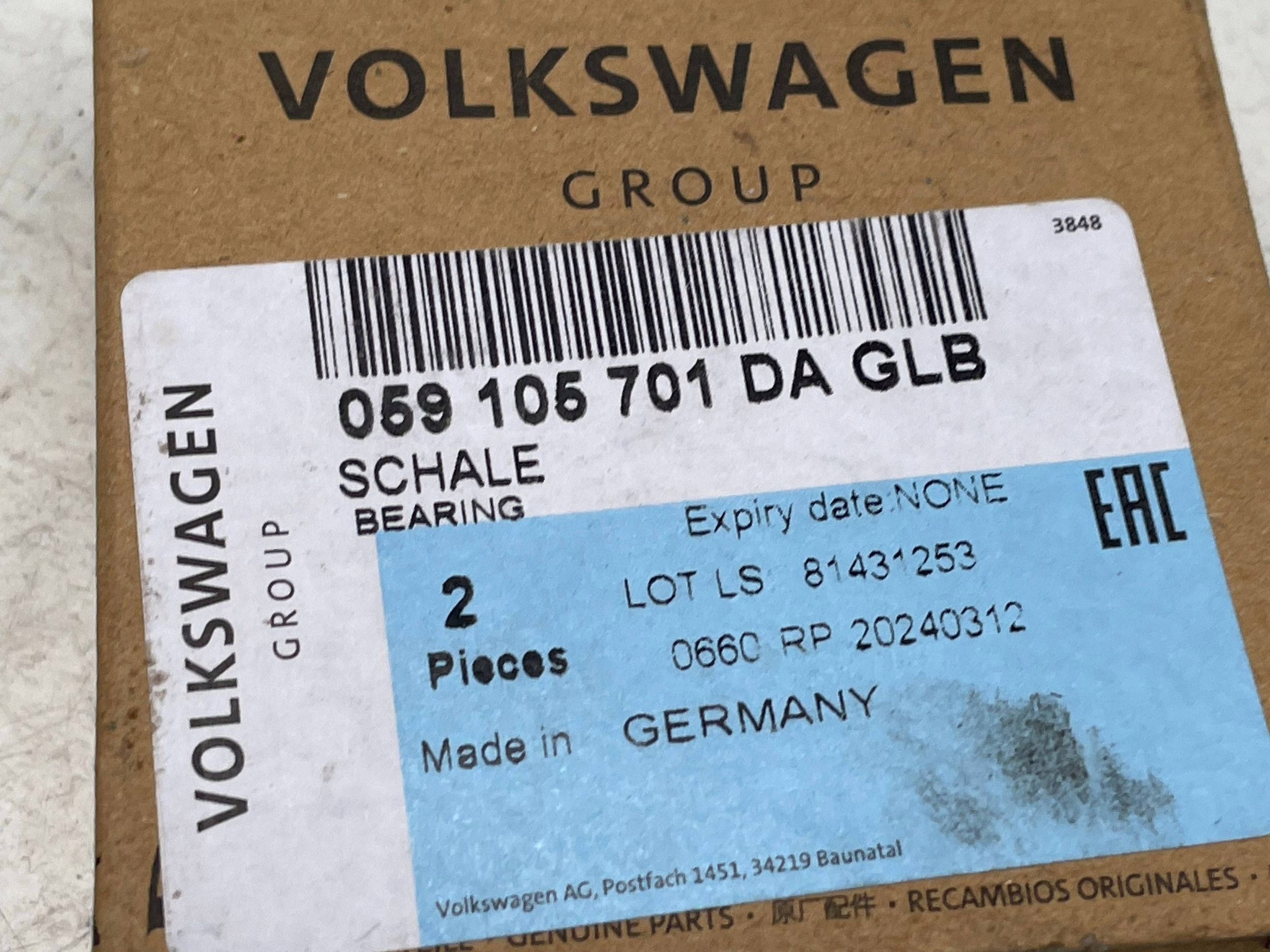 PANEWKI KORBOWODOWE wzmacniane AUDI Q5 A4 A7 059105701DA