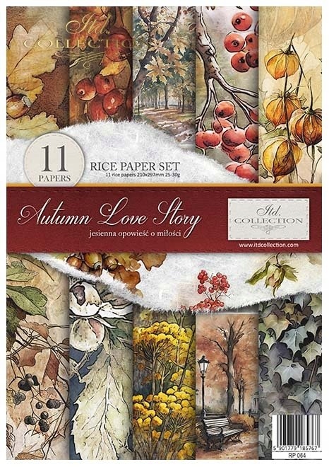 Sada 11 rýžových papírů A4 na decoupage RP064 Autumn Love Story