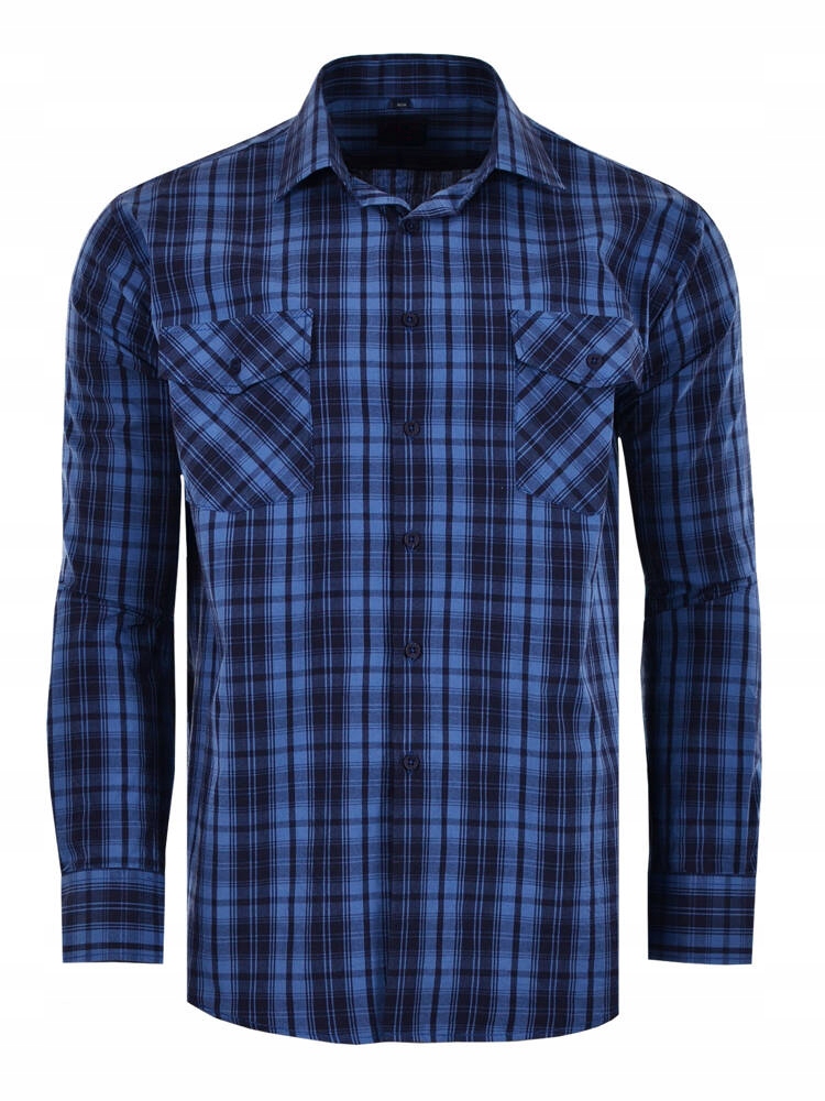 Košile Kostkovaná Tmavě Modrá Dlouhá Velká 48/49
