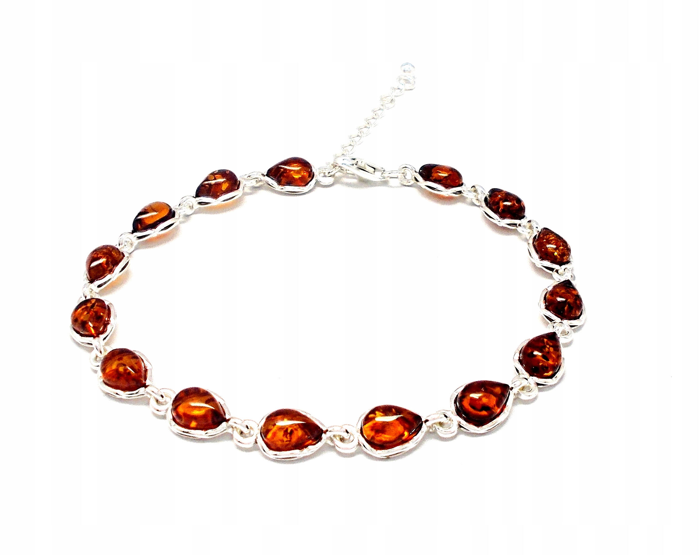 Srebrna Bransoletka Z Bursztynem