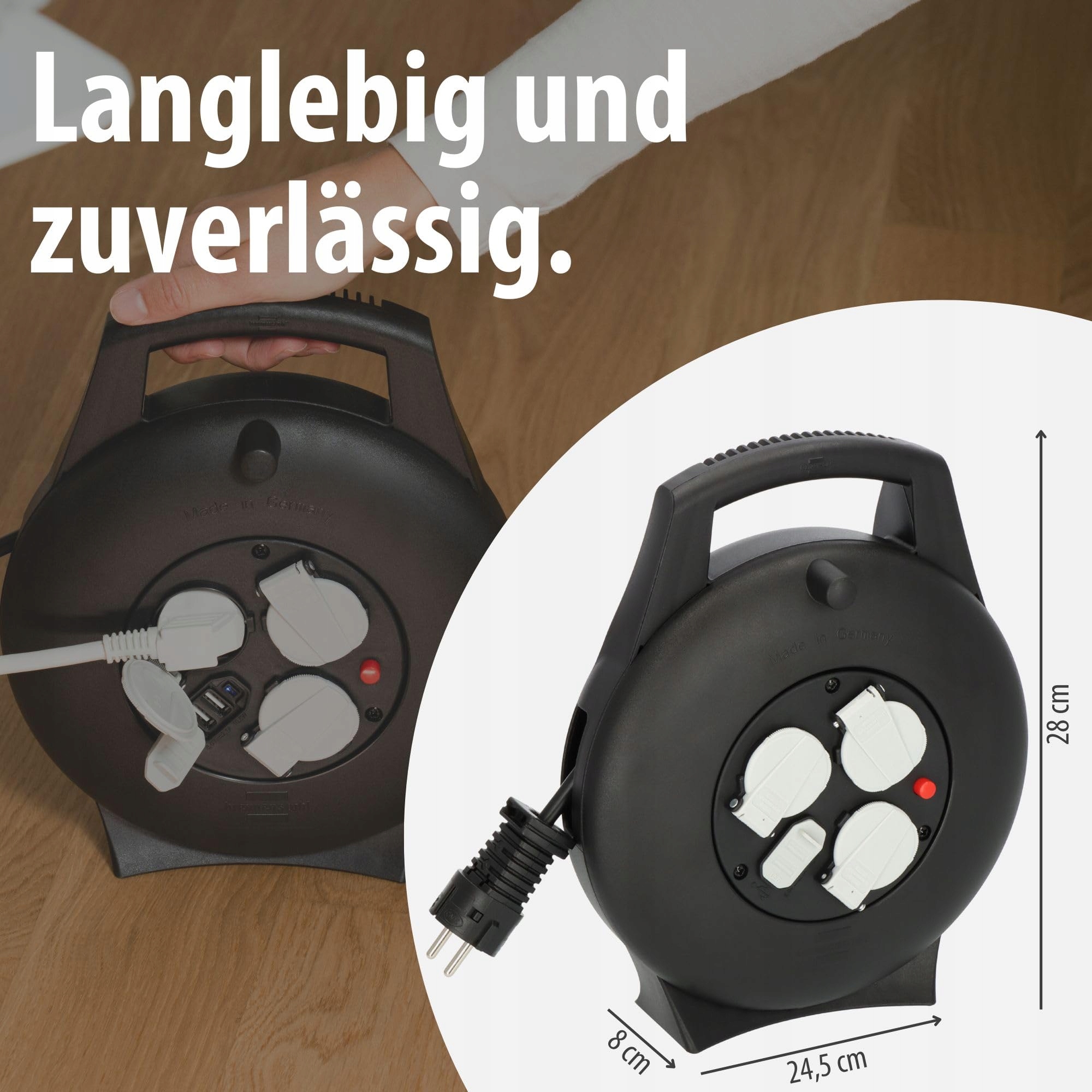 BRENNENSTUHL Kabelbox 3 Gniazda USB 10m Do Wnętrz Czarna — miniatura 5