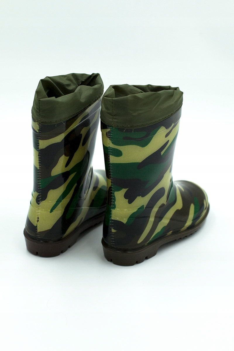 Kalosze DZIECIĘCE gumowce WSUWANE moro ZIELONE (24) Rozmiar (new) 24