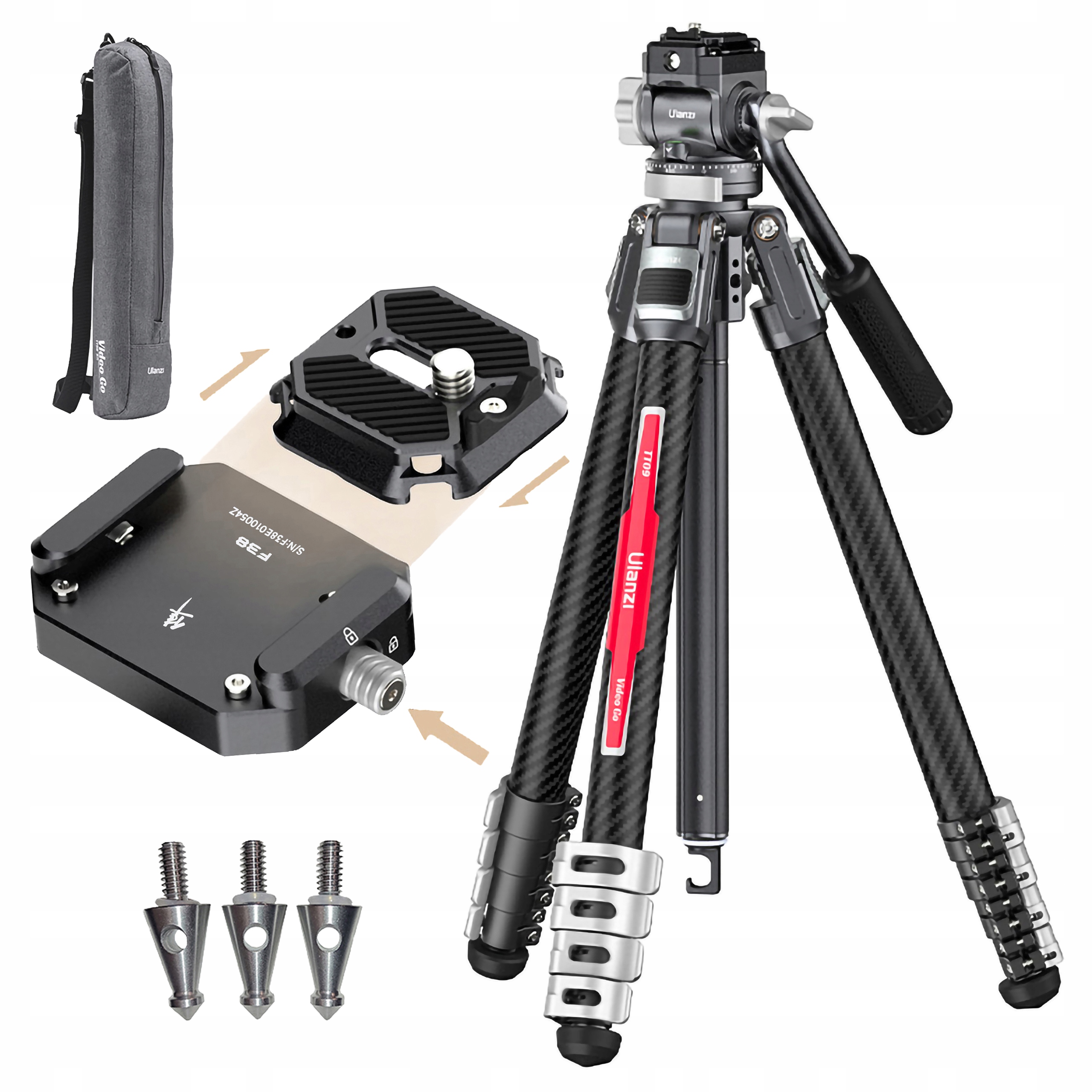 Profesionální fotografický stativ Karbon Vysoká hlava Video 148 cm F38