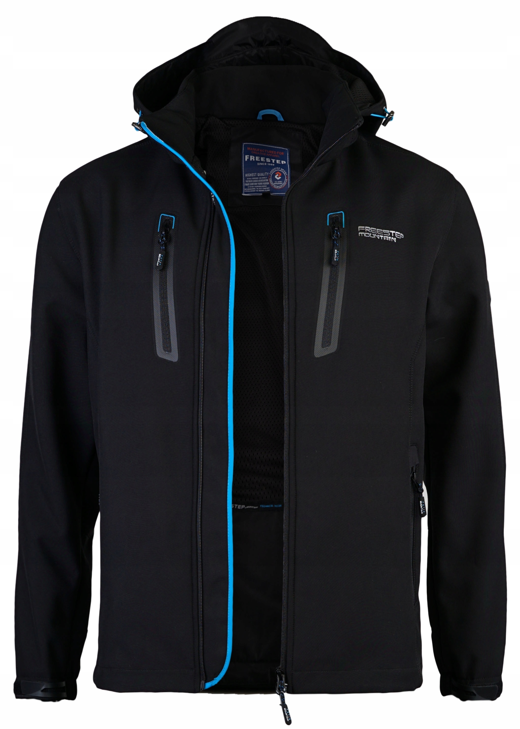 Pánská jarní bunda Softshell černá dešťová s kapucí MP93 5XL