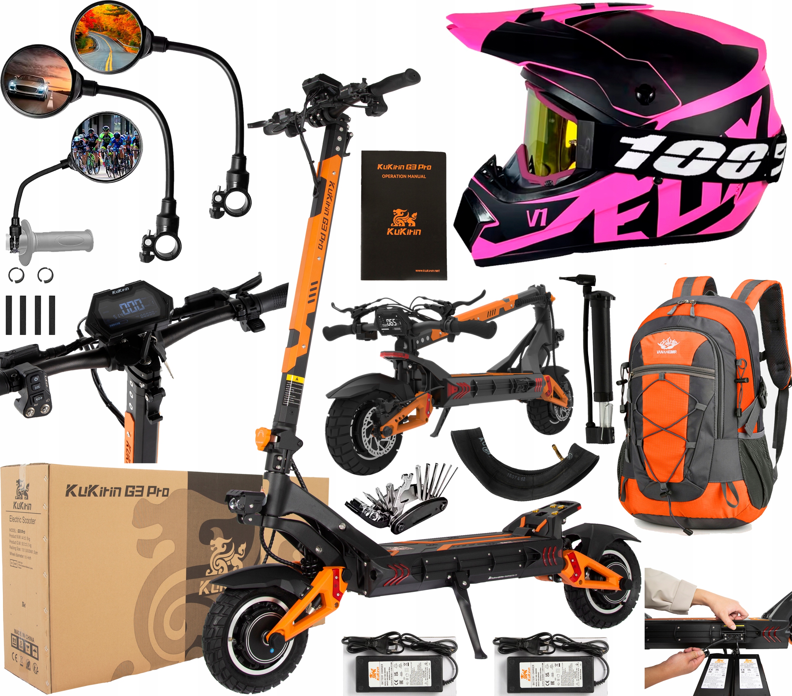 Kukirin G3 Pro Skládací 52 V 23.4 Ah 2400 W 65 km/h 80 Km 10" Terénní Pl