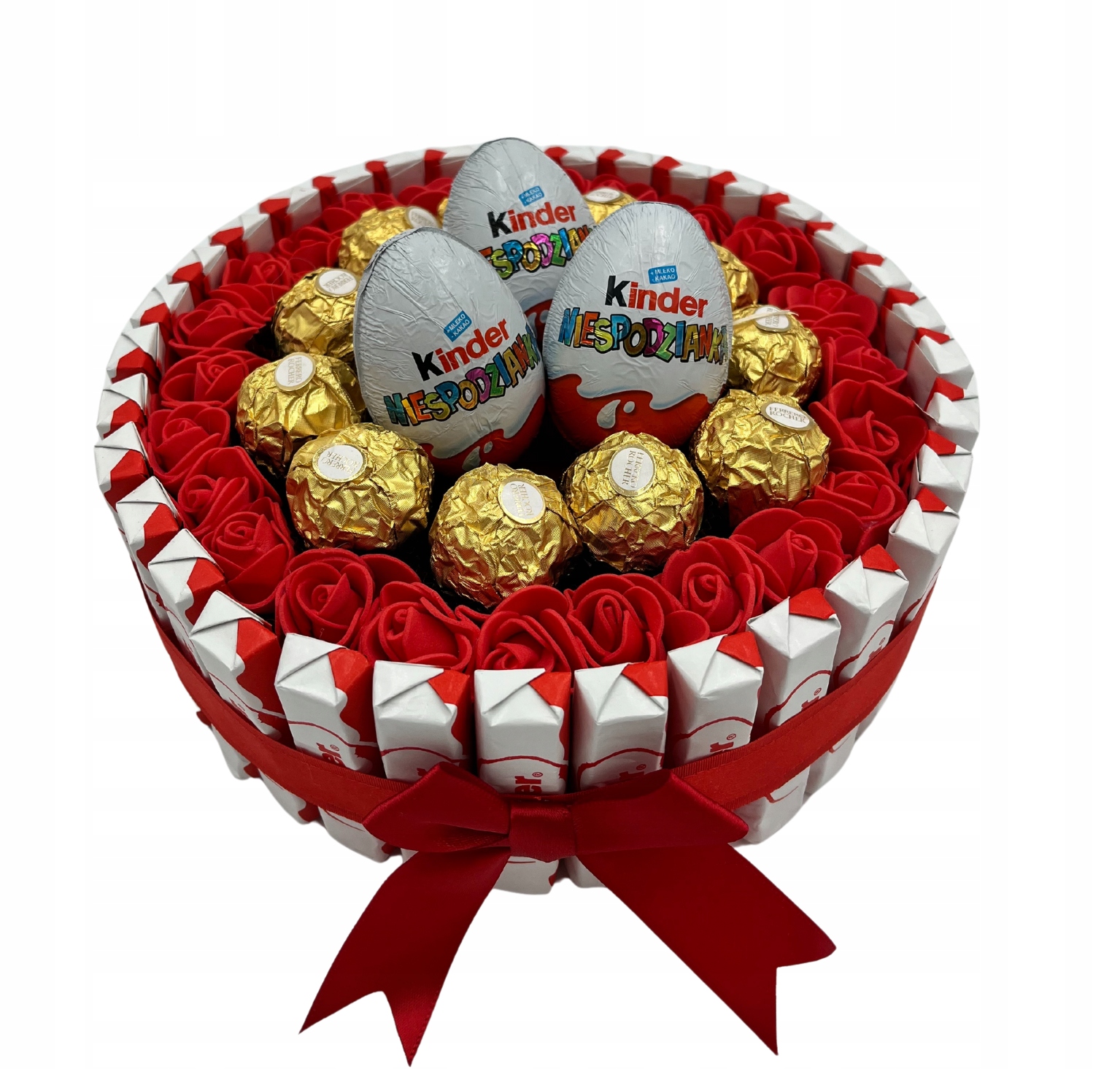 Levně Dort ze sladkostí Kinder Ferrero Růže Výročí, Poděkování, Jmeniny