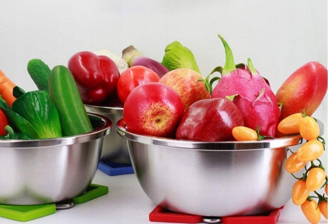 ZESTAW MISEK KUCHENNYCH STALOWE MISKI 3szt M Pojemność 13 l