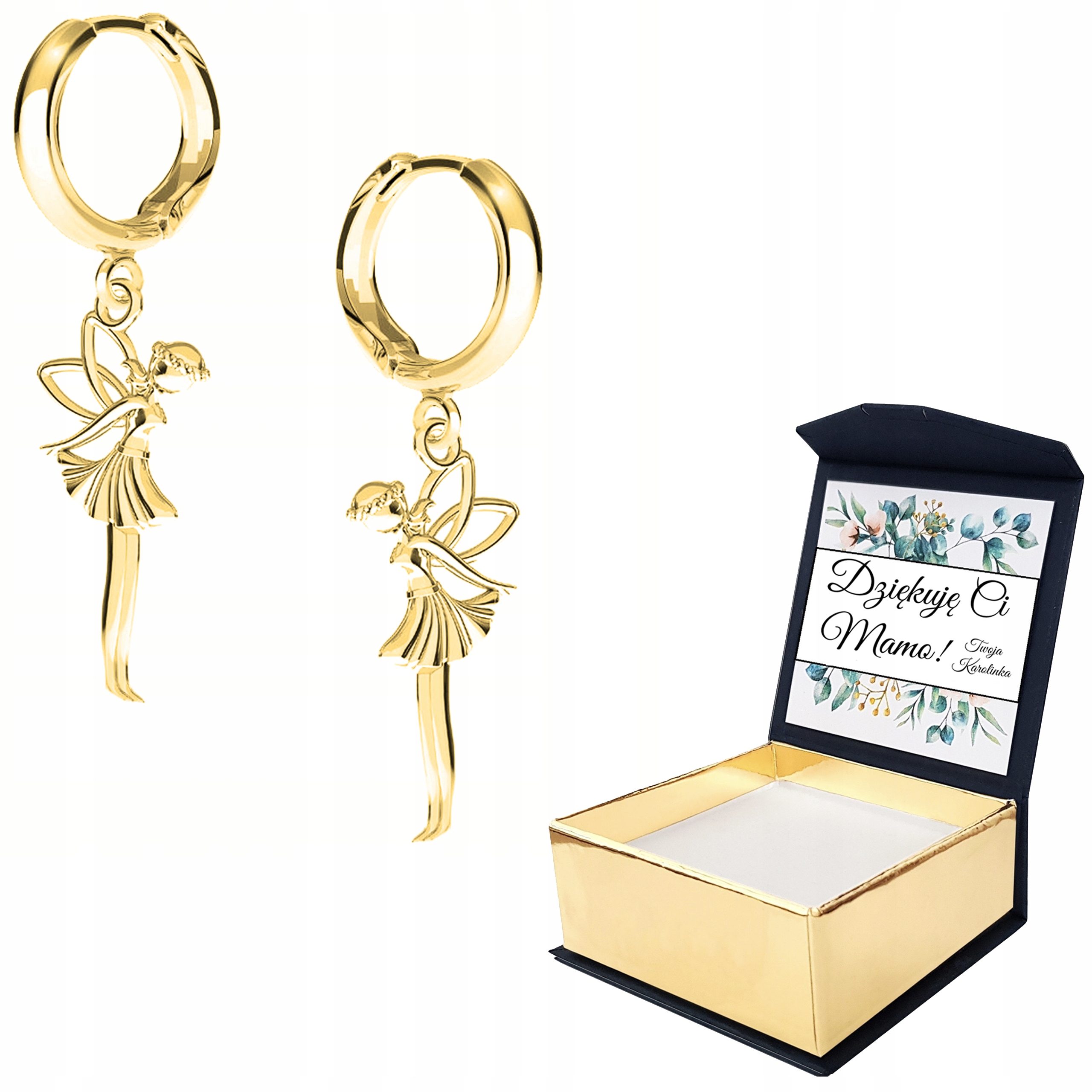 

Kolczyki złote Leśna Wróżka Magia Własny Nadruk