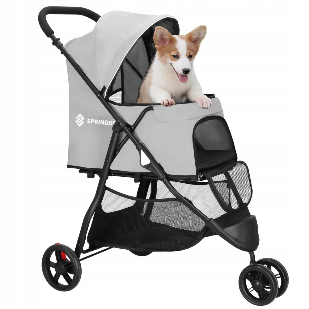 Levně Kočárek pro psy Springos Pawgo šedý