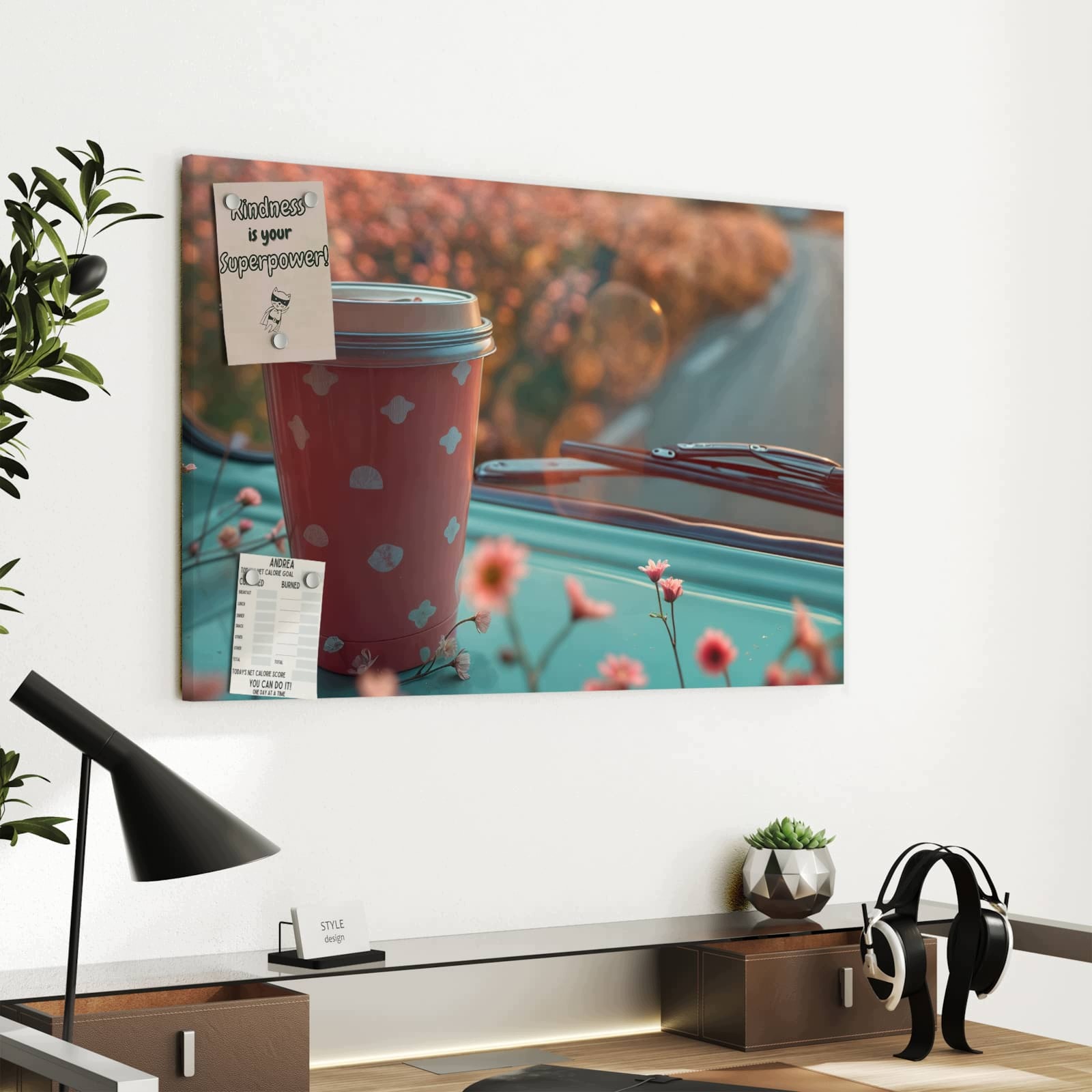 Magnetická tabule Hrnek na kávu Autobus 60 × 40 cm