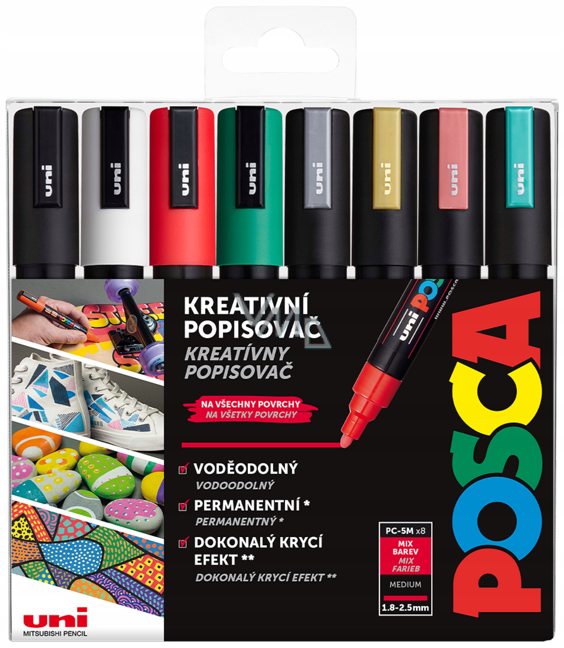 Posca Sada akrylátových popisovačů 1,8 2,5 mm mix vánočních barev 8 kusů