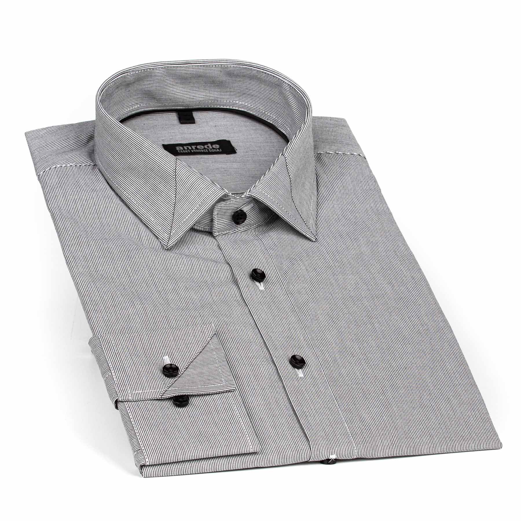 Luxusní pánská košile Anrede Šohaj Strážnice, světle šedá tenký proužek…
