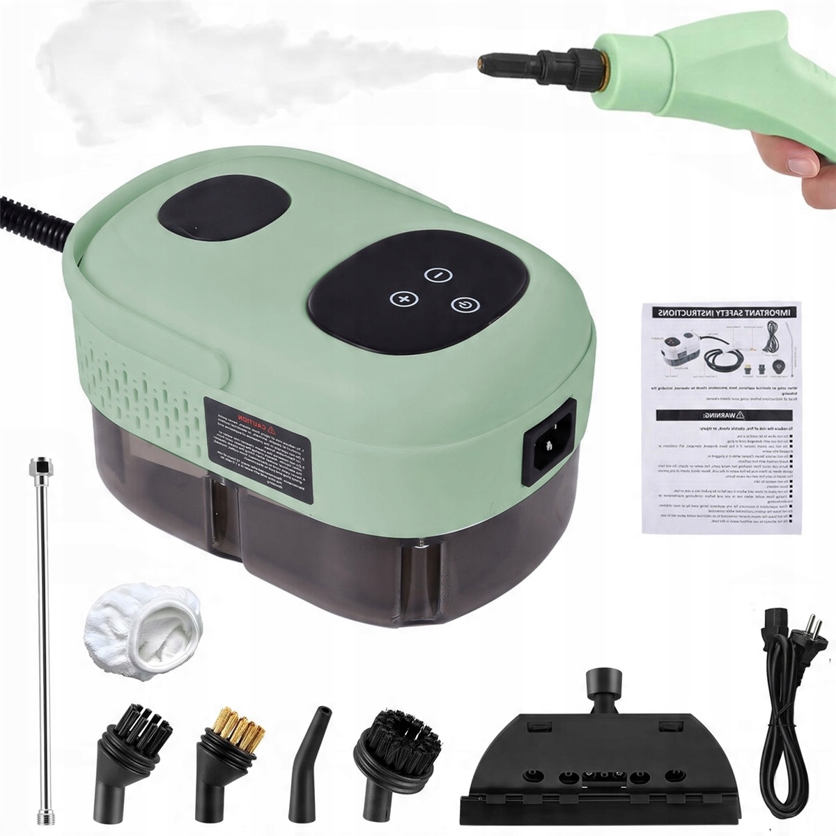 Myjka Parowa 3BAR Wysokie Ciśnienie 2500W Parownica 1000ML Do Okien Podłóg