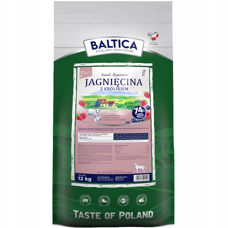 Levně Krmivo suché pro psy Baltica bezobilné, hypoalergenní, 12 kg