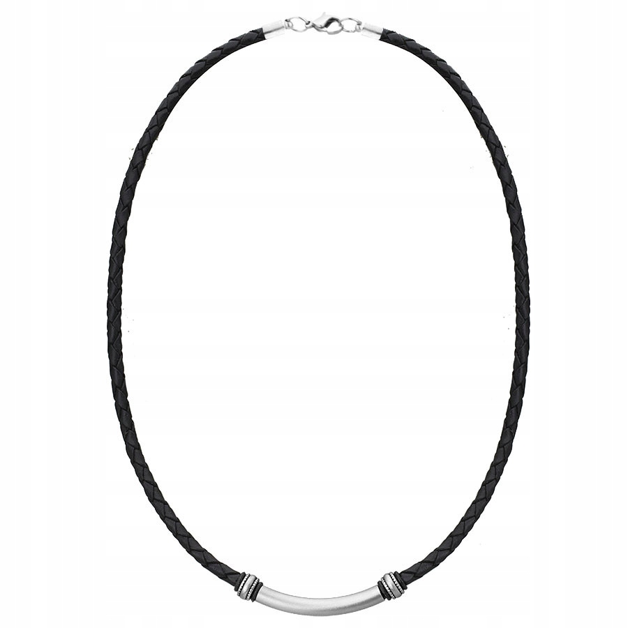 Pánský náhrdelník Manoki černá kůže ocel 316 l 45 cm