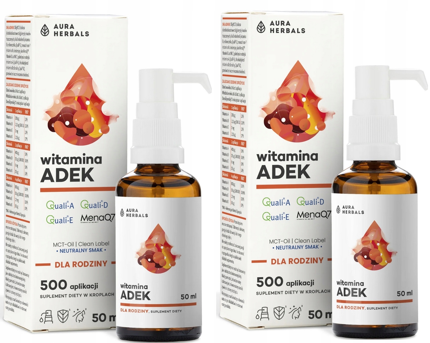 Aura Herbals Adek A D3 E K2 MK7 krople 50ml