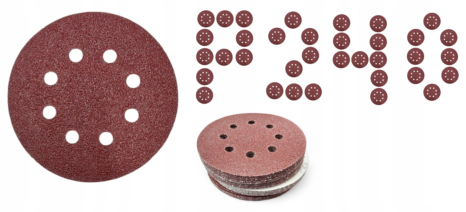 Papier Ścierny Krążek 125 Na Rzep Otwory Szlifierki Oscylacyjnej P240 50szt
