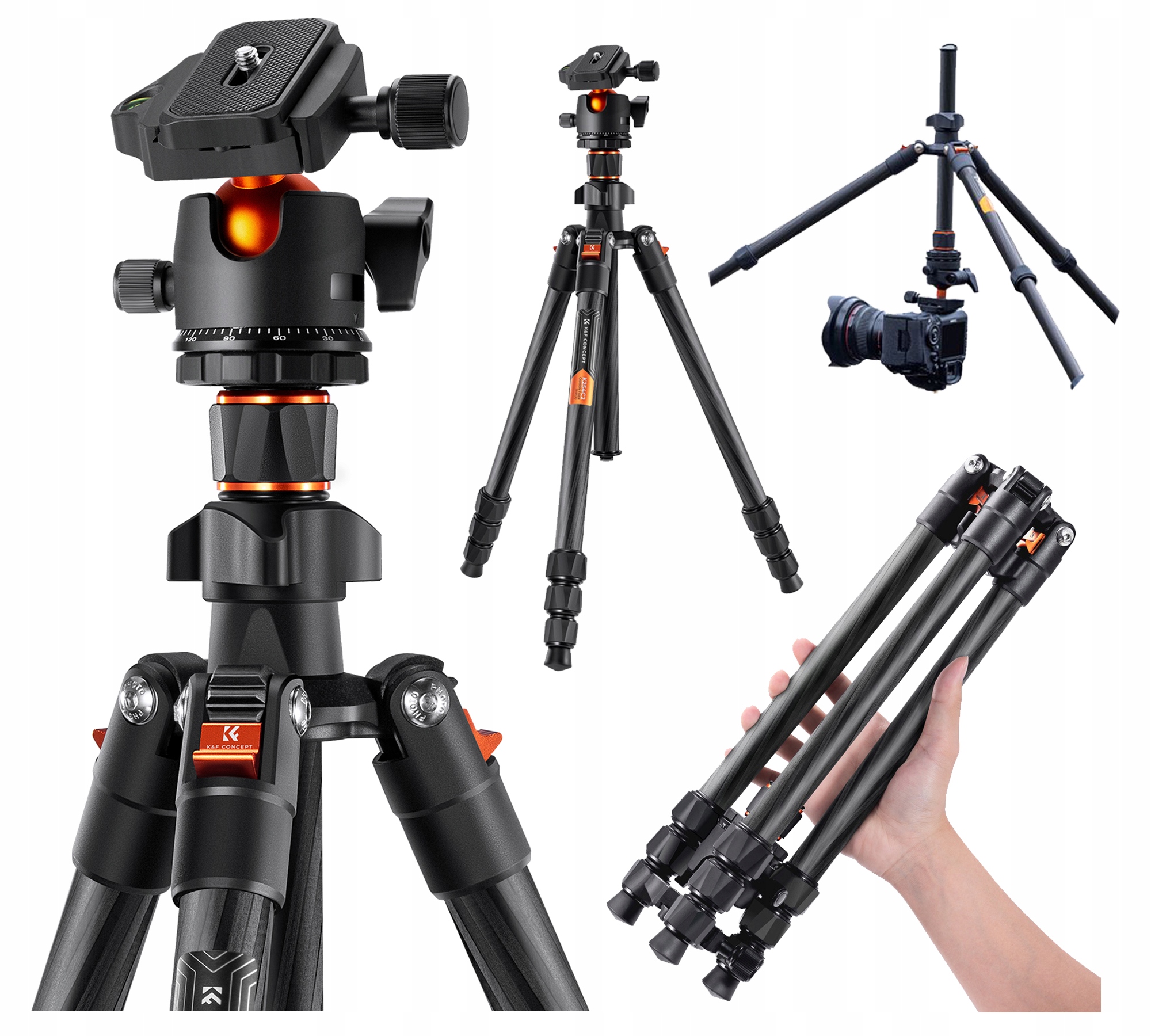 K&f Lehký fotografický stativ pro Vlogera na cesty, Uhlíkové Vlákno