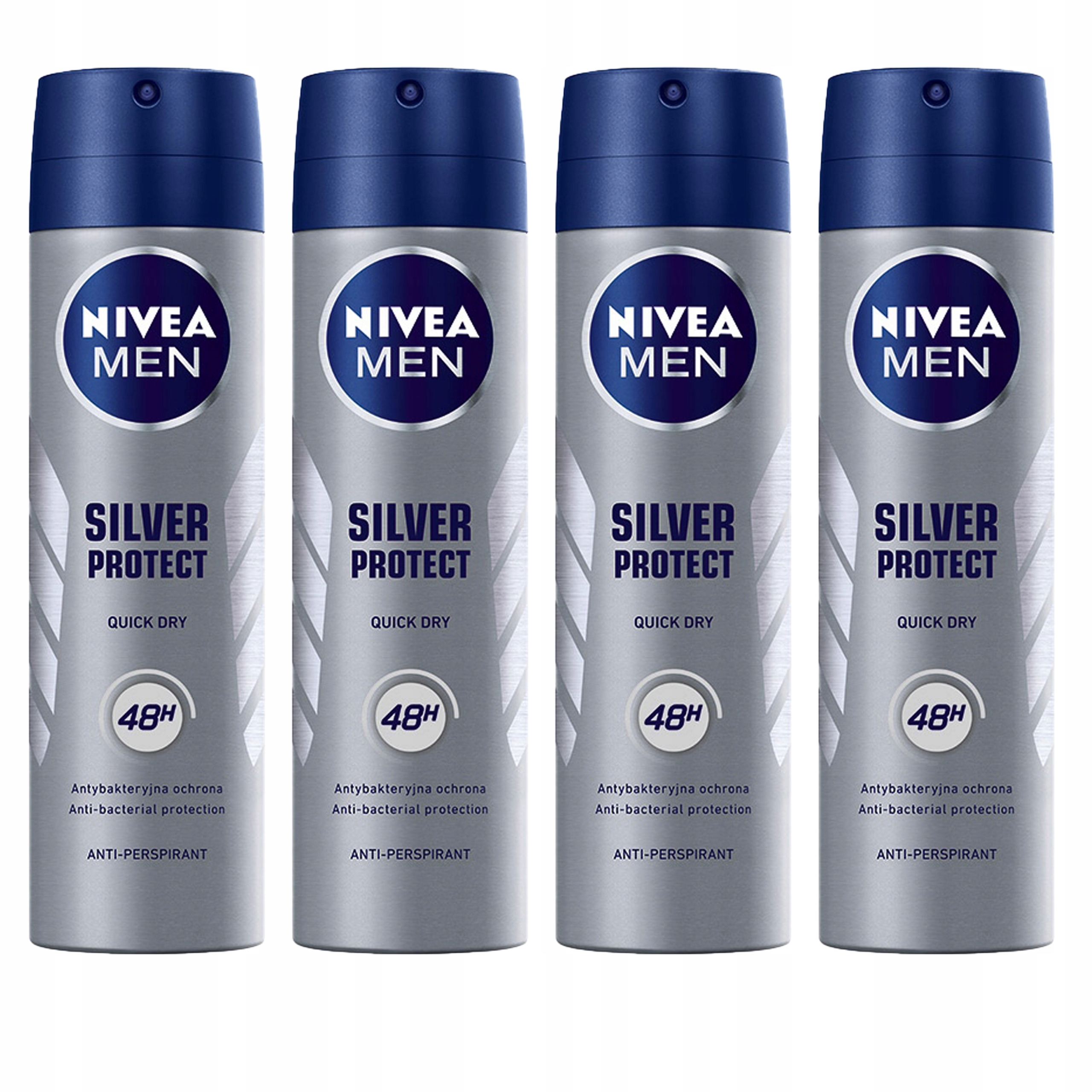 NIVEA ANTYBAKTERYJNY ANTYPERSPIRANT SPRAY SILVER PROTECT 150 ML x 4