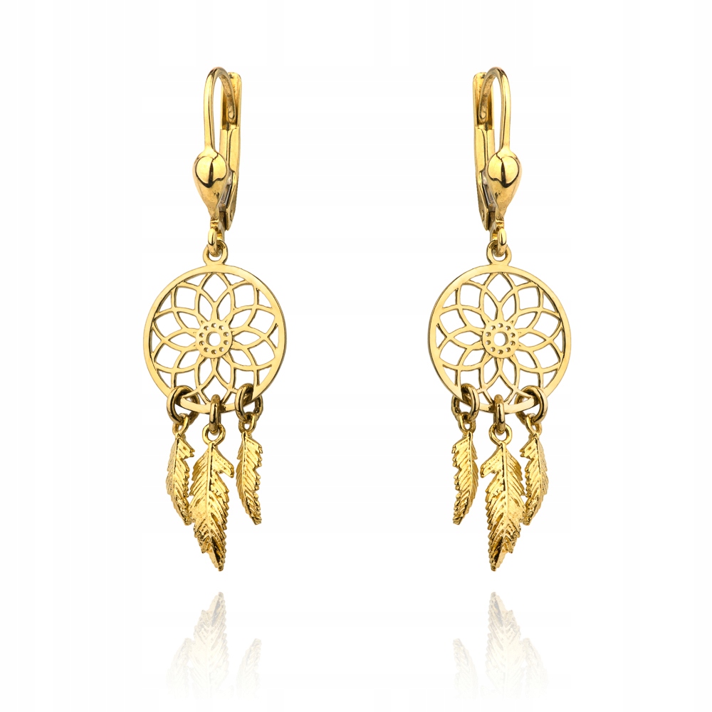 Zlaté Náušnice Dreamcatcher ryzost 585 s anglickou sponou jako dárek