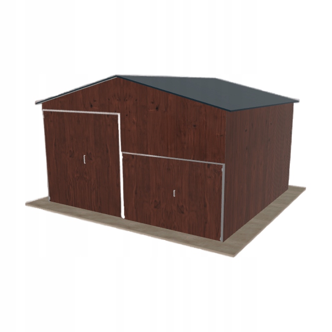 Plechová hala 6x5.5 m, sedlová, tmavý ořech, vysoká