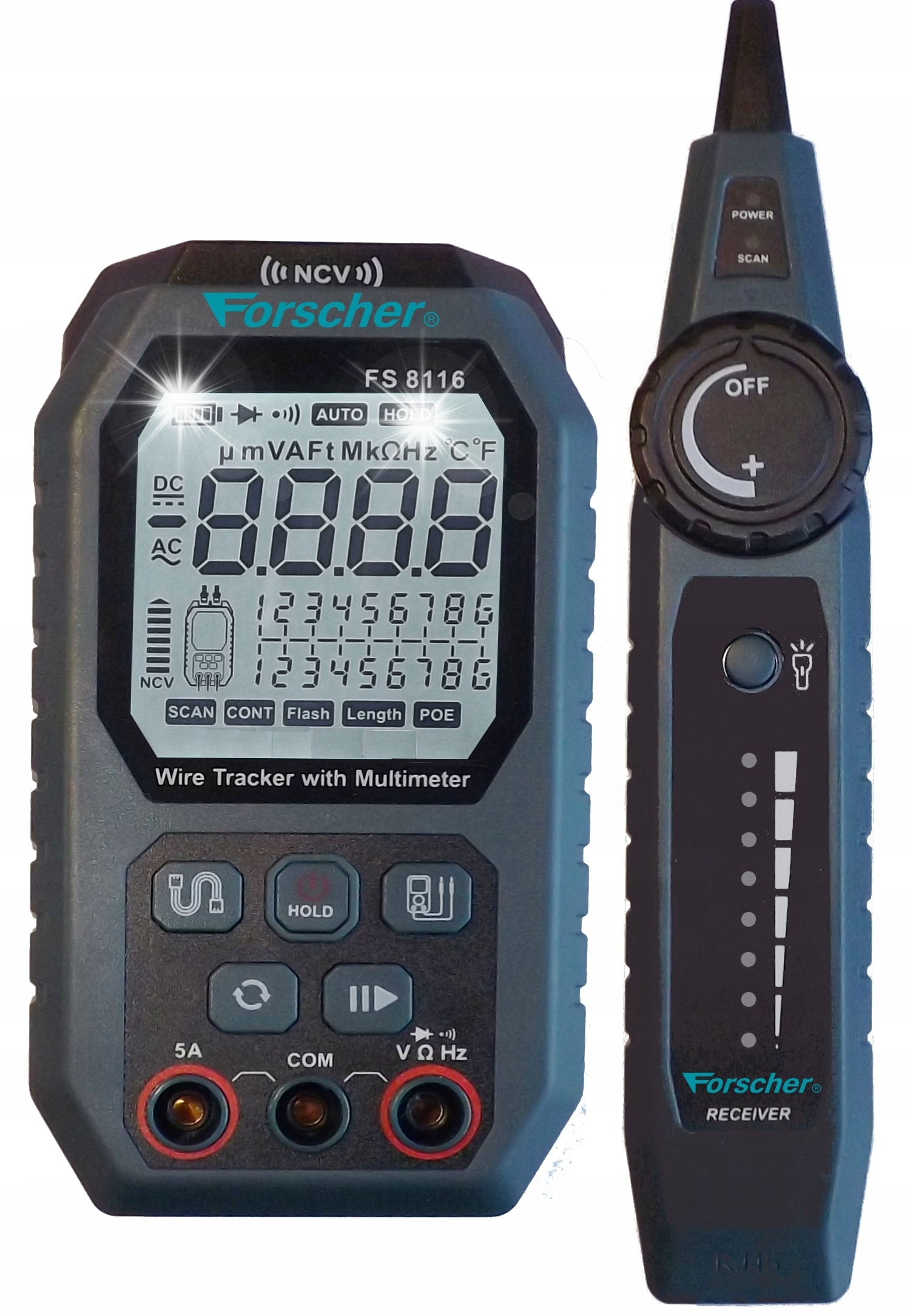 FORSCHER FS8116 TESTER LAN POE KABLI SIECIOWYCH RJ45 SZUKACZ PAR PRZEWODÓW