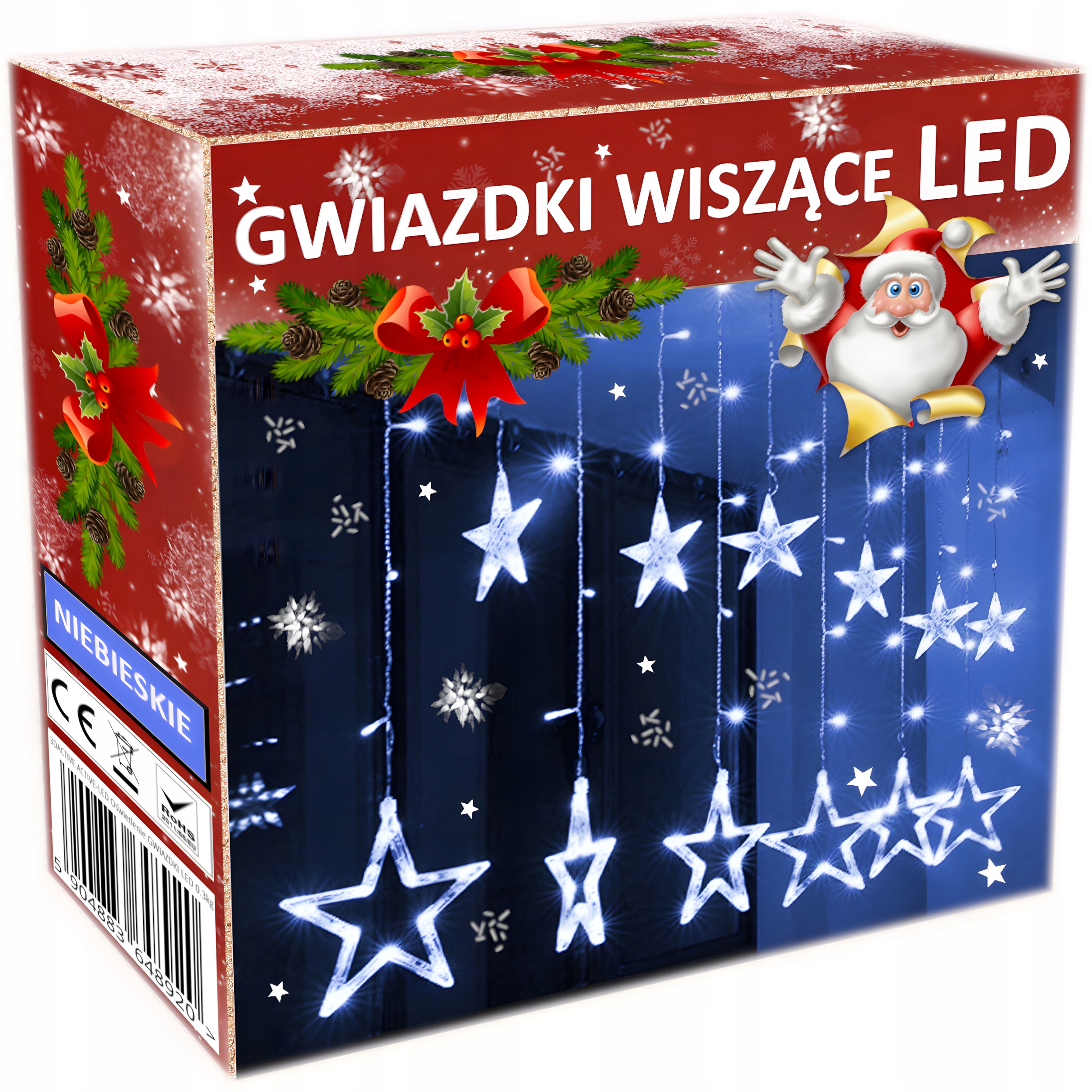 GWIAZDKI CHOINKOWE LED WISZĄCE GIRLANDA LAMPKI ŚWIĄTECZNE KURTYNA LED