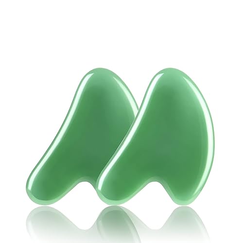 Masážní Přístroj Gua Sha Zelený Přírodní Jadeitový Kámen Na Obličej 2 Ks