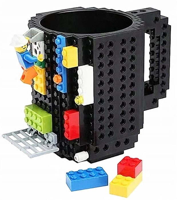 

Kubek klockowy lego czarny na kawę herbatę klocki