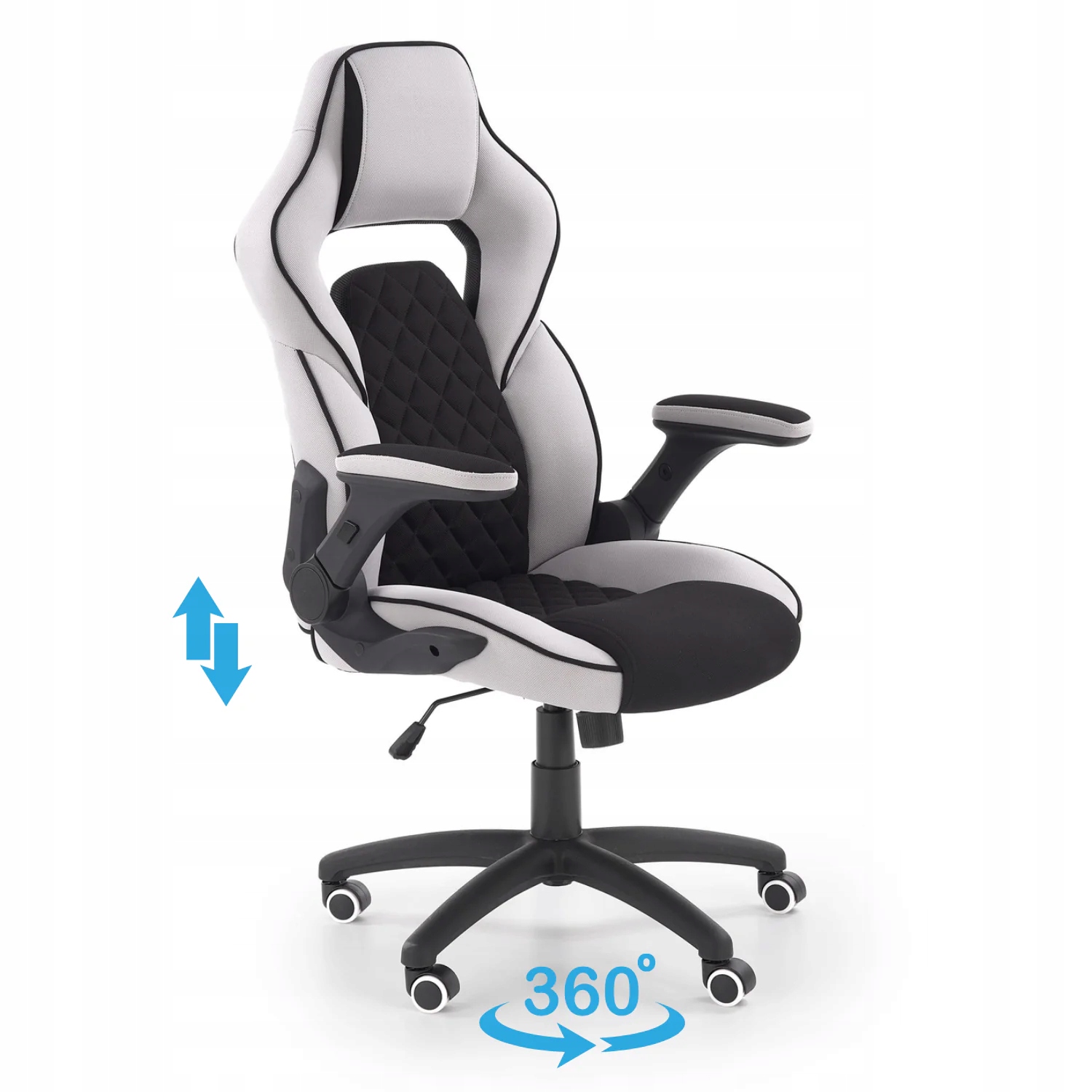 Fotel Gamingowy Obrotowy Krzesło dla Gracza SONIC Szary do Biurka Komputera Marka Halmar