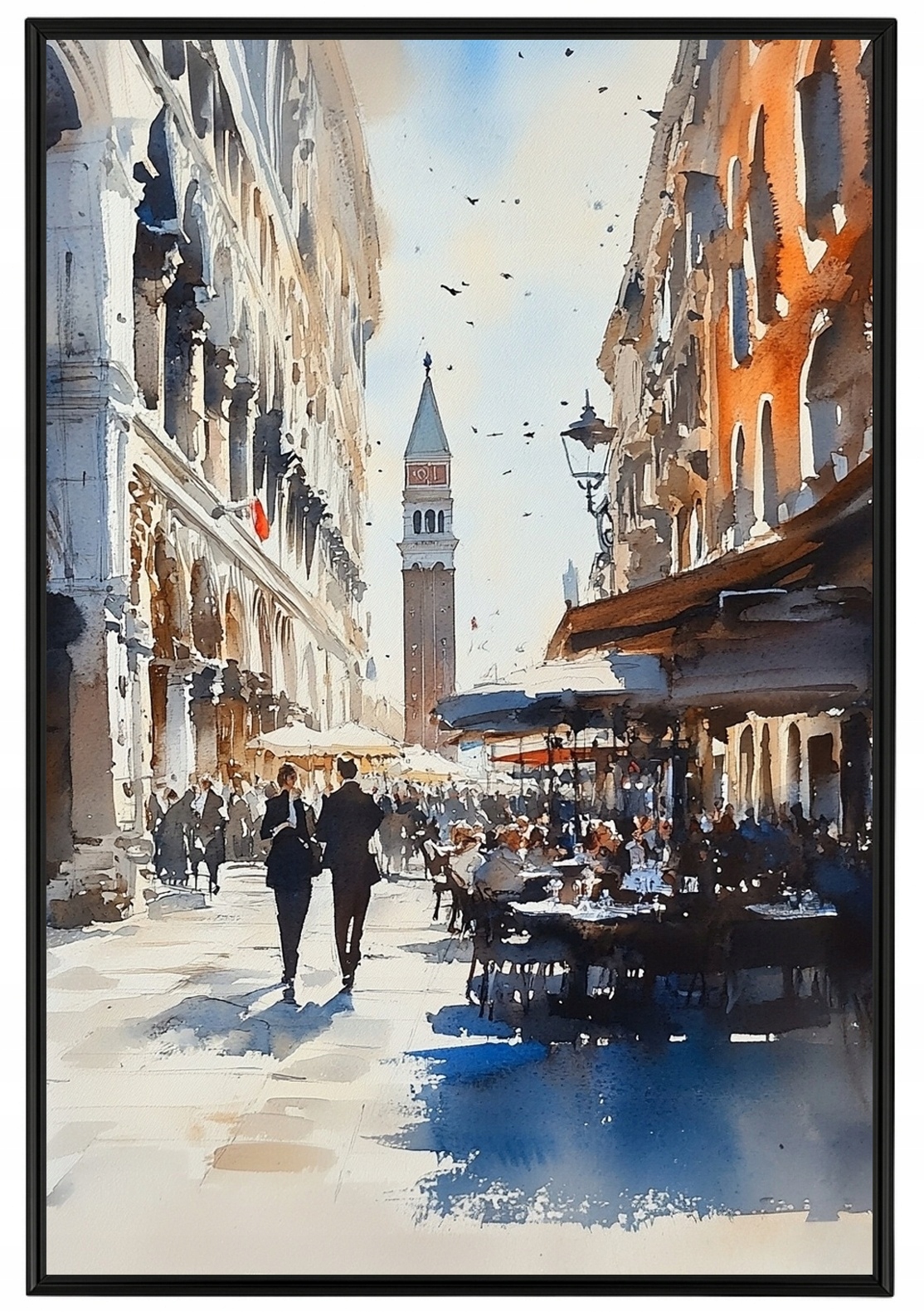 Plakát Rámeček Aluminium Krajina Město Itálie Benátky Ulice Kavárna 40x60