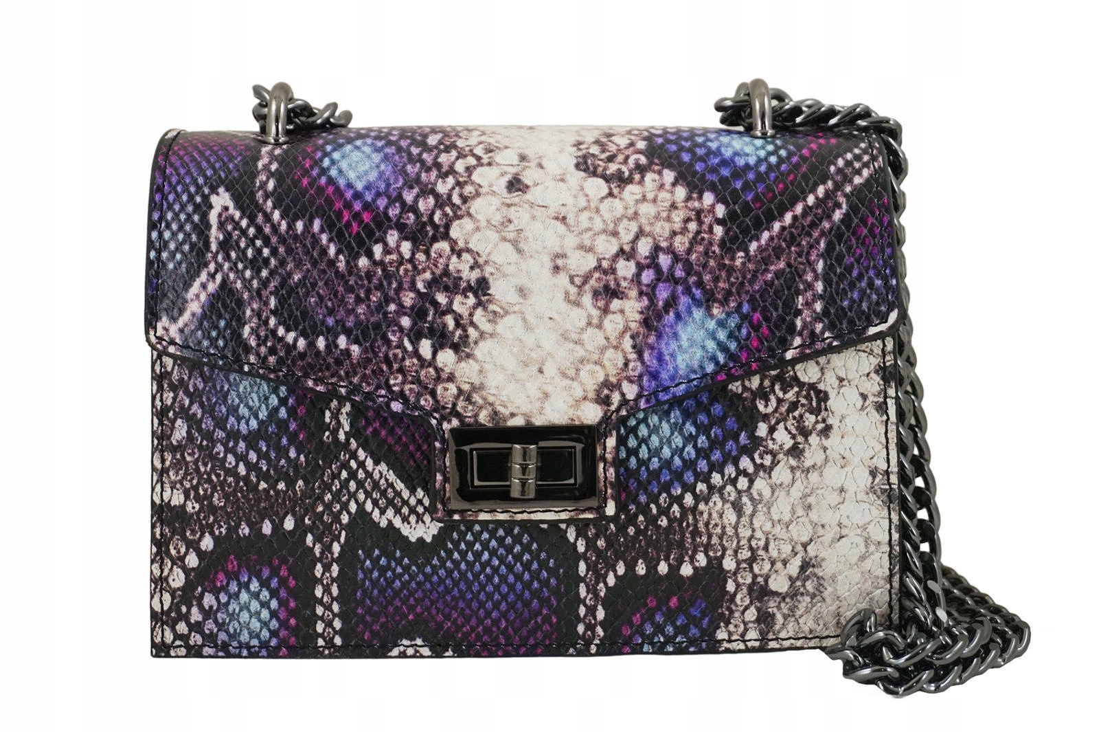 Kabelka s motivem hadí kůže psaníčko fialová