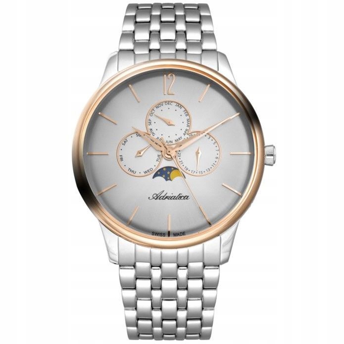Stříbrné pánské hodinky Adriatica Moonphase A8269.R157QF