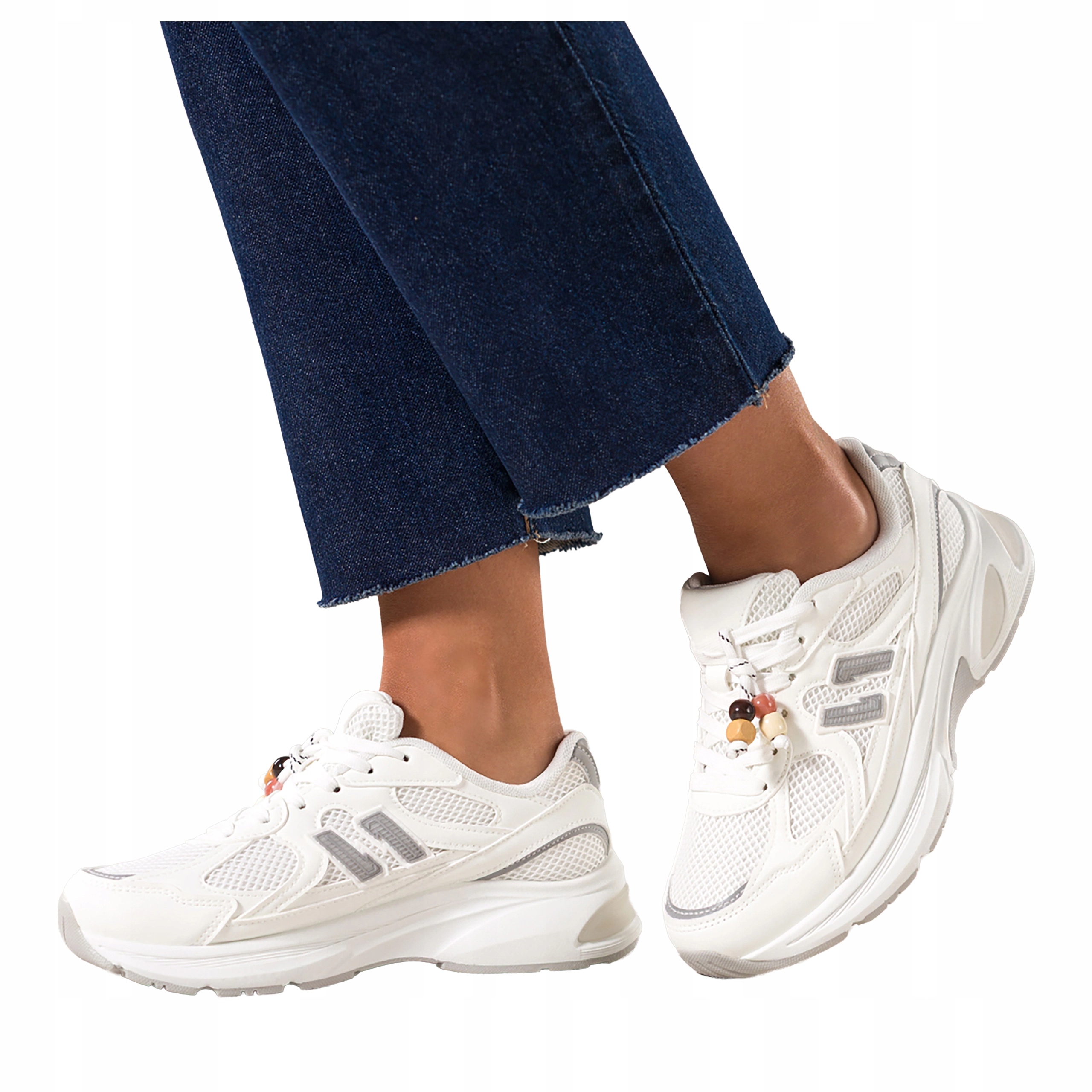 Bílé dámské Sportovní Tenisky se síťkou na platformě, Šněrovací, velikost 36