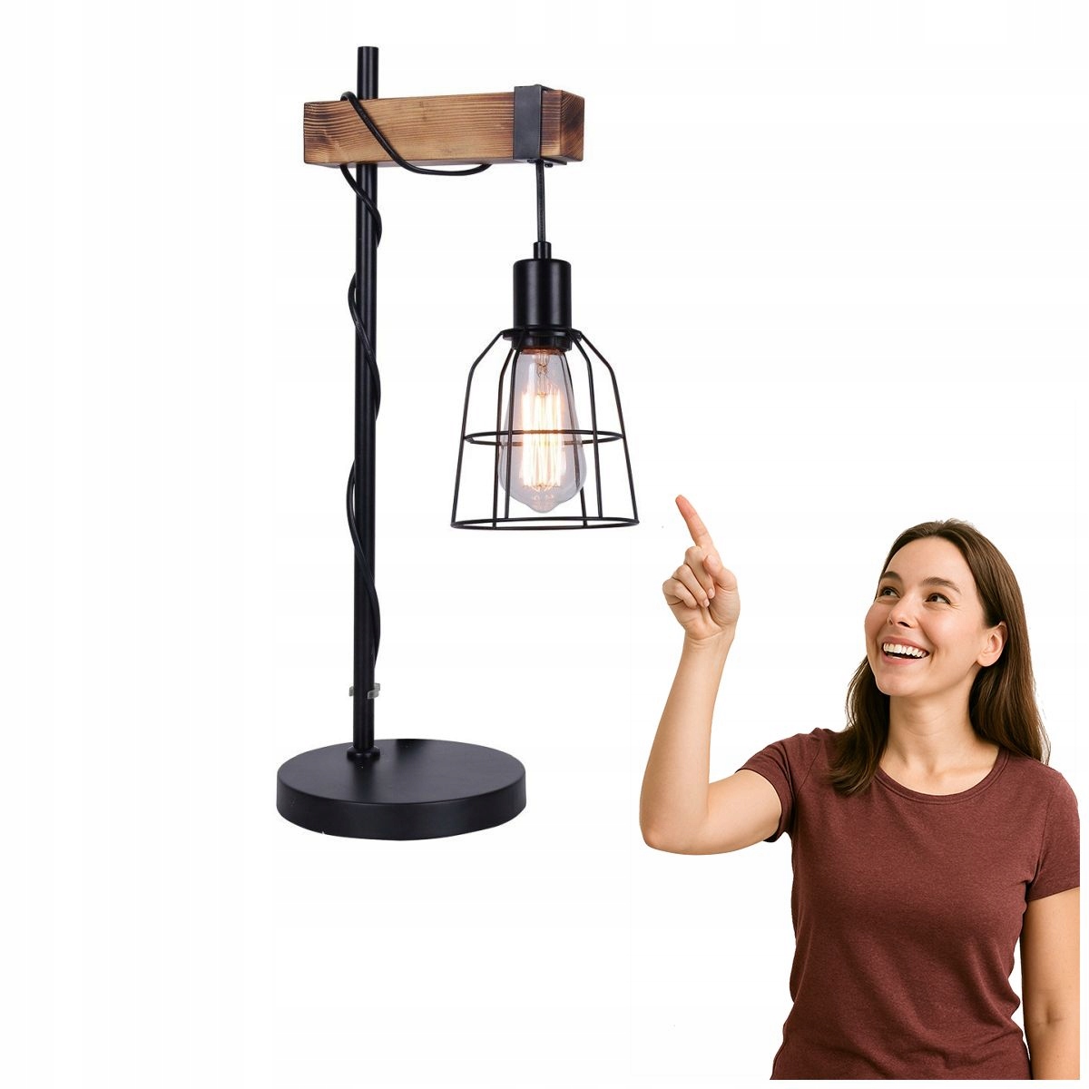 Industriálna stolová lampa Black Ponte s dvoma žiarovkami Italux