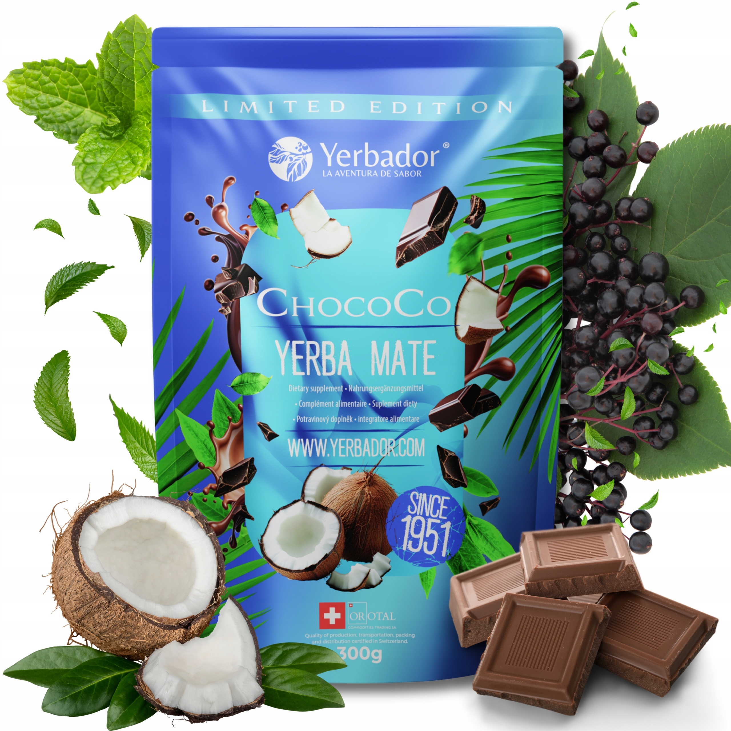 Yerbador Yerba Mate ChocoCo Čokoláda Kokos Přírodní energie 300 g