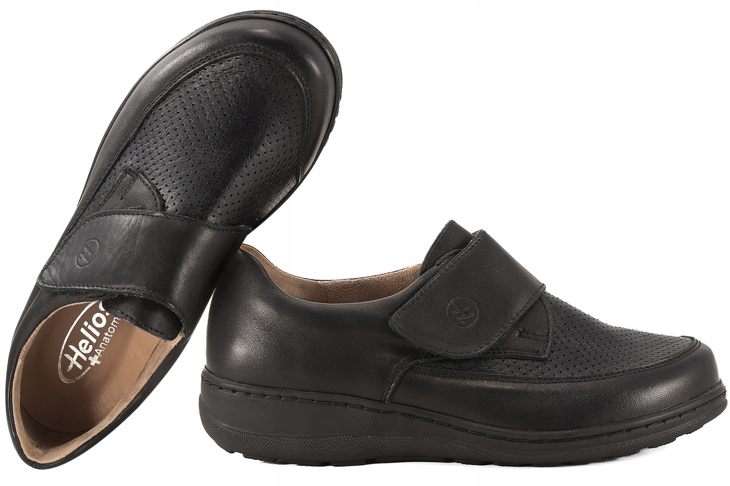Helios 473 Dámské Kožené Polobotky Na Haluksy Komfort 2 Vložky Suchý Zip černá