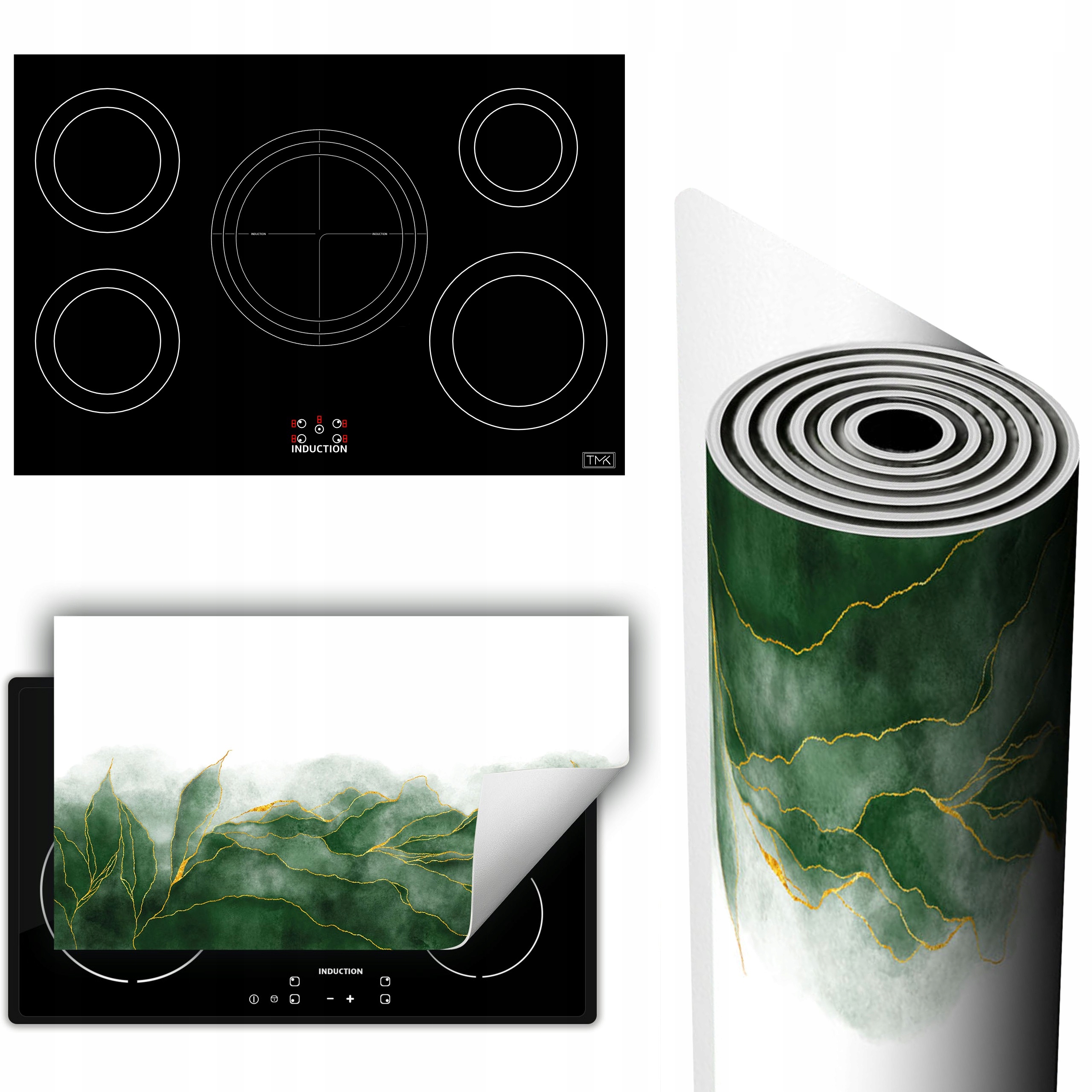 Vinylová Podložka Na Ochranu Kuchyňské Desky 90x52 zelená bílá