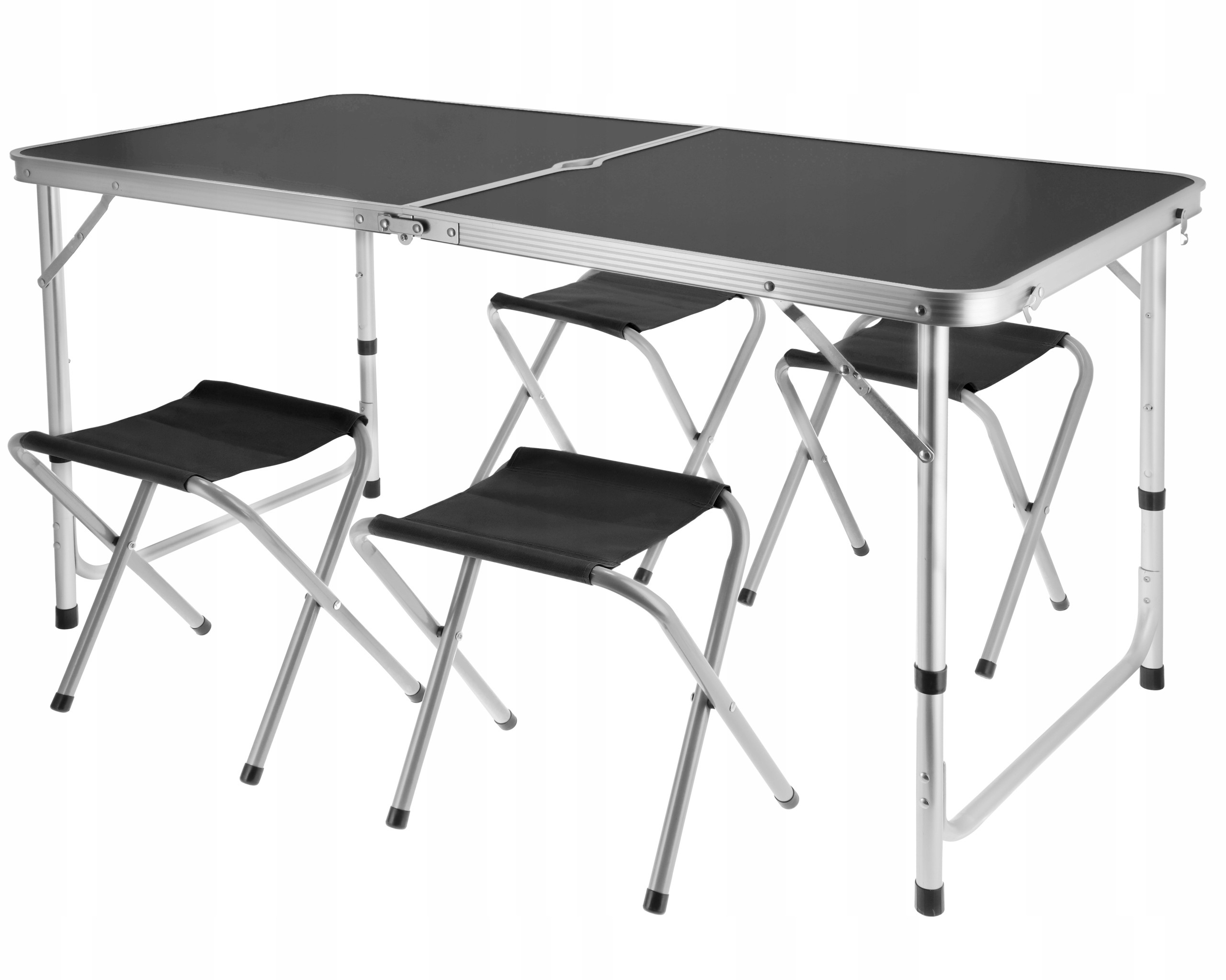 ZESTAW KEMPINGOWY składany TURYSTYCZNY ogrodowy walizka STOLIK + 4 KRZESŁA Długość 120 cm