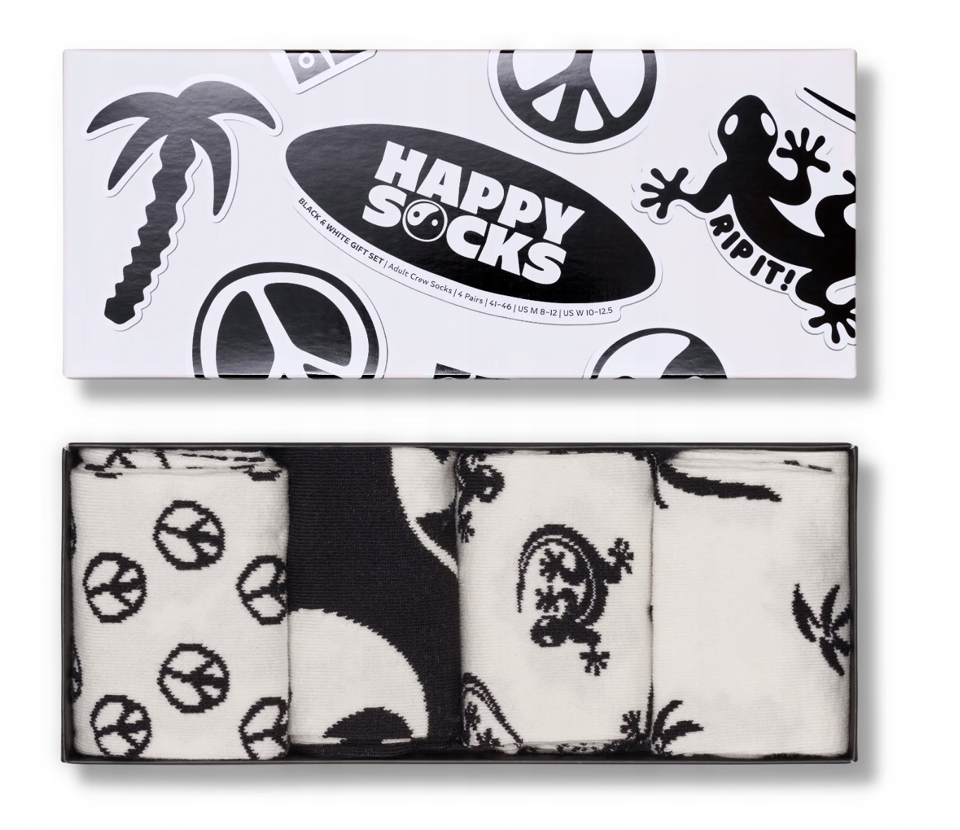 Happy Socks sada Black White New 2026 41-46 P004669 4-PÁRY