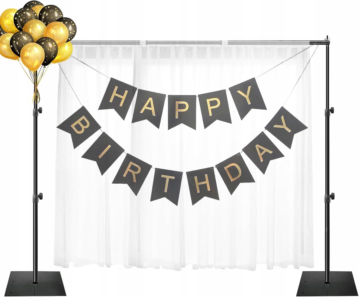 EMART Wytrzymały stojak na tło 2x3m zestaw ze stalową podstawą CZARNY