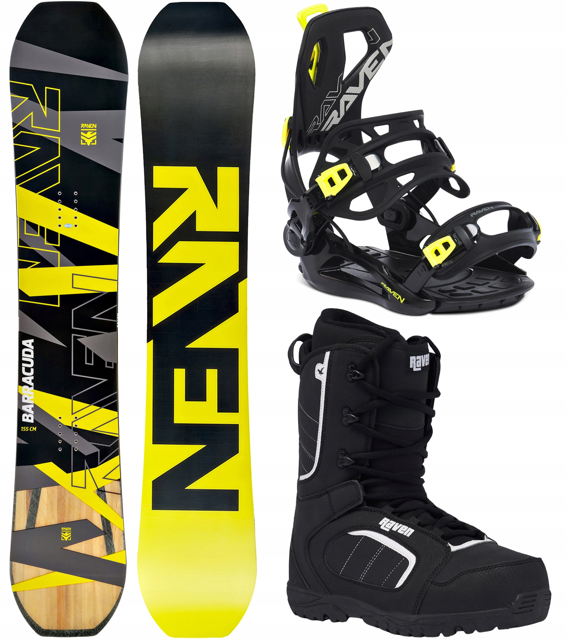 Zestaw Snowboard Raven Barracuda Carbon Lime 153cm FT360 Lemon Target