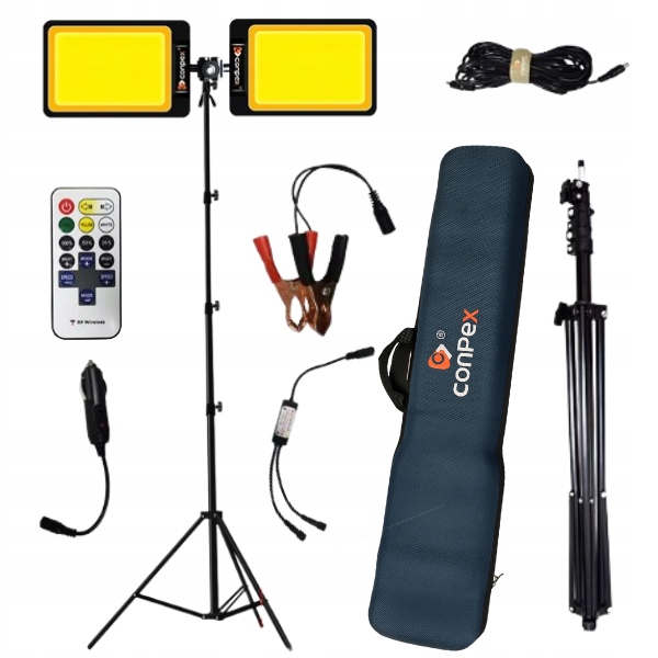 Podwójna Lampa Led 60W 12V 24000lm – Zestaw z torbą, statywem i pilotem