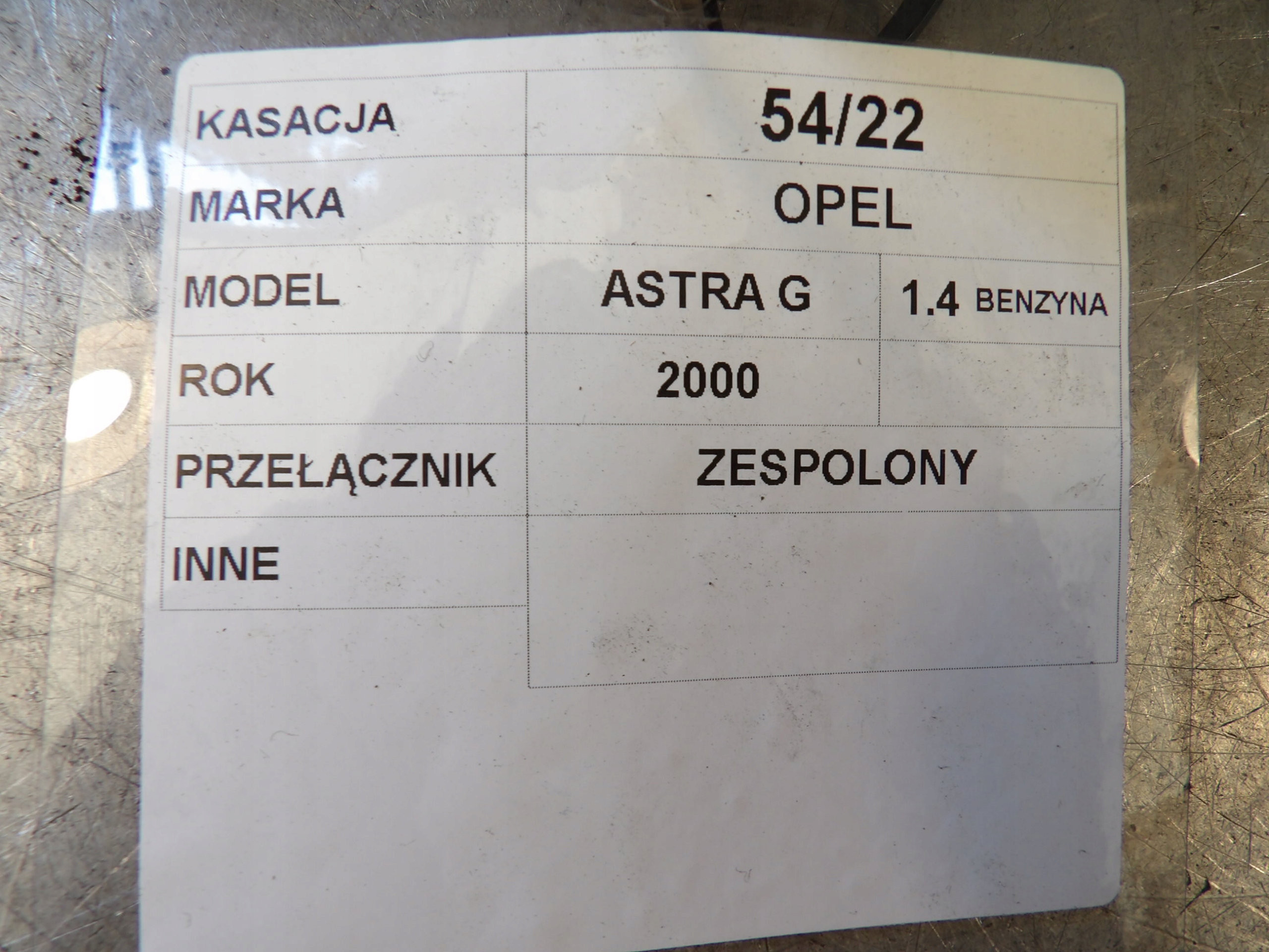 DEVIO LUCI TERGICRISTALLO TERGI OPEL ASTRA G II 090243395