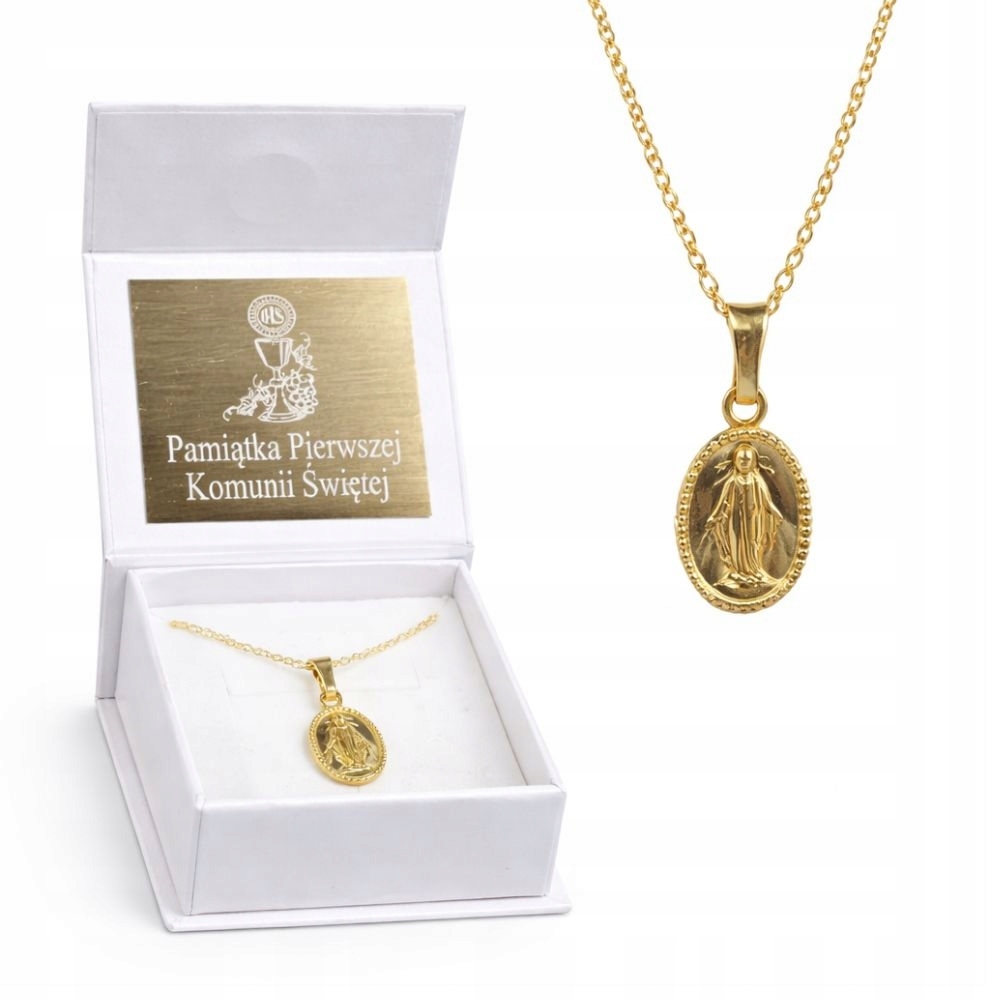 Řetízek A Medailon Na Přijímání Pozlacený Stříbro 925 45 CM Dárek K K Prvnímu Svatému Přijímání