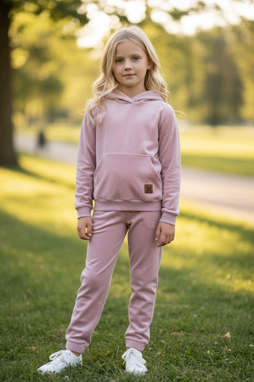 Dres welurowy kango pudrowy róż 158