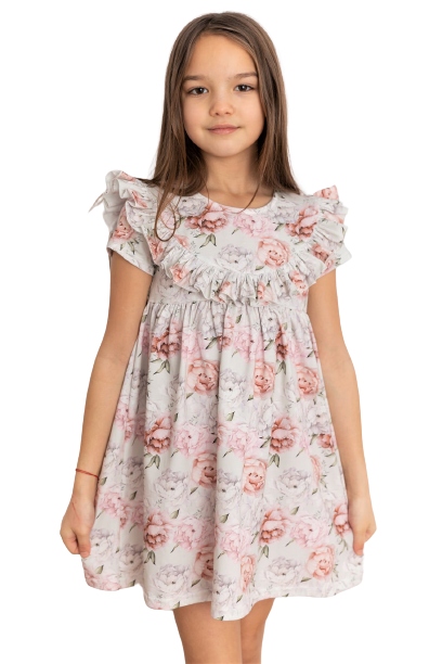

Sukienka Lily Grey ecru peonie krótki rękaw 98