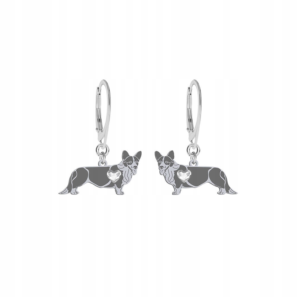 Stříbrné Náušnice z Welsh Corgi Cardigan 925 Šperky Dárek Gravírování Bonus